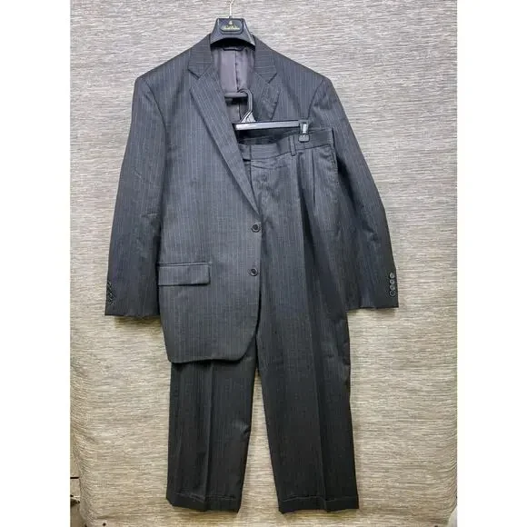 Brooks Brothers Suit Mens 44R/W39 Gray Pinstripe Wool 2 Piece Jacket Pants - Picture 1 of 16